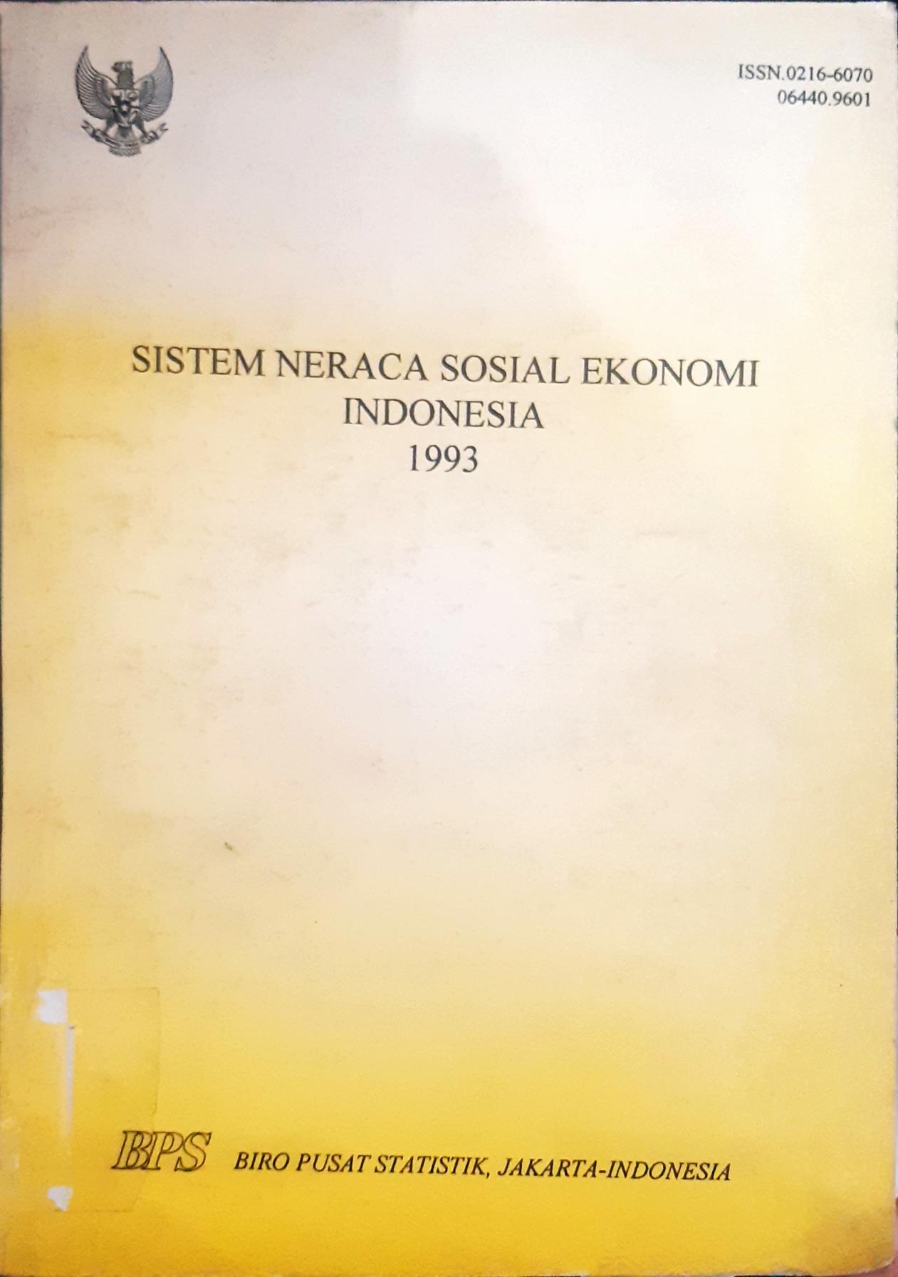 Cover Sistem neraca sosial ekonomi  Indonesia 1993 / Bagian Neraca Sosial Ekonomi