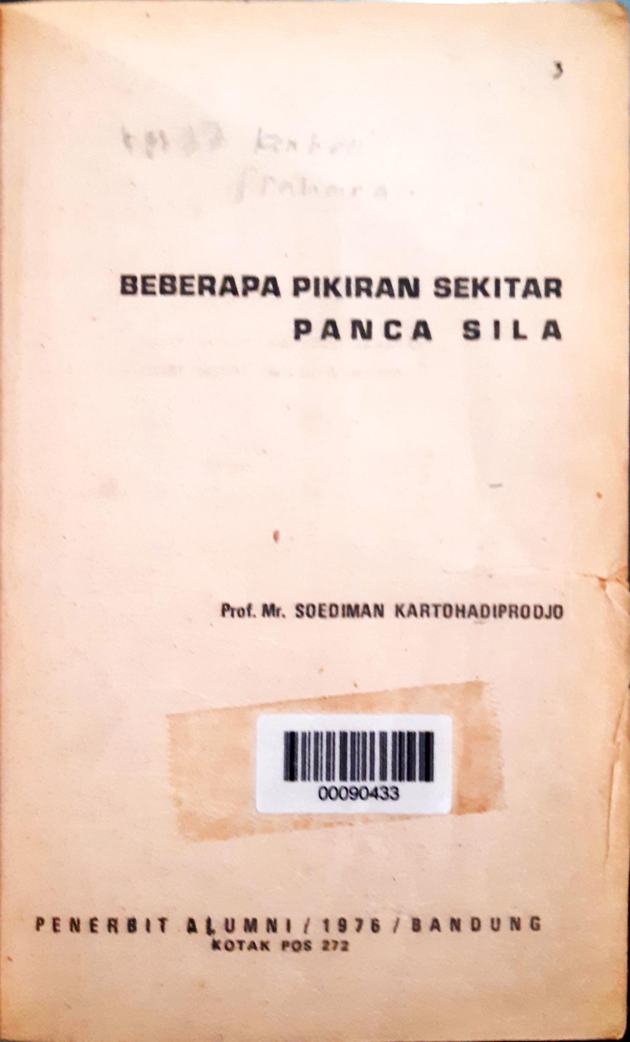 Cover Beberapa pikiran sekitar Pancasila, / Soediman Kartohadiprodjo