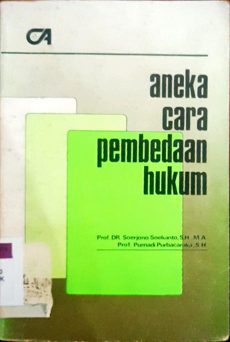 Cover Aneka cara pembedaan hukum / Soerjono Soekanto