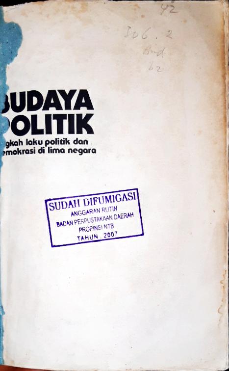 Cover Budaya politik :  Tingkah laku politik dan demokrasi di lima negara / Gabriel A. Almond, Sidney Verba