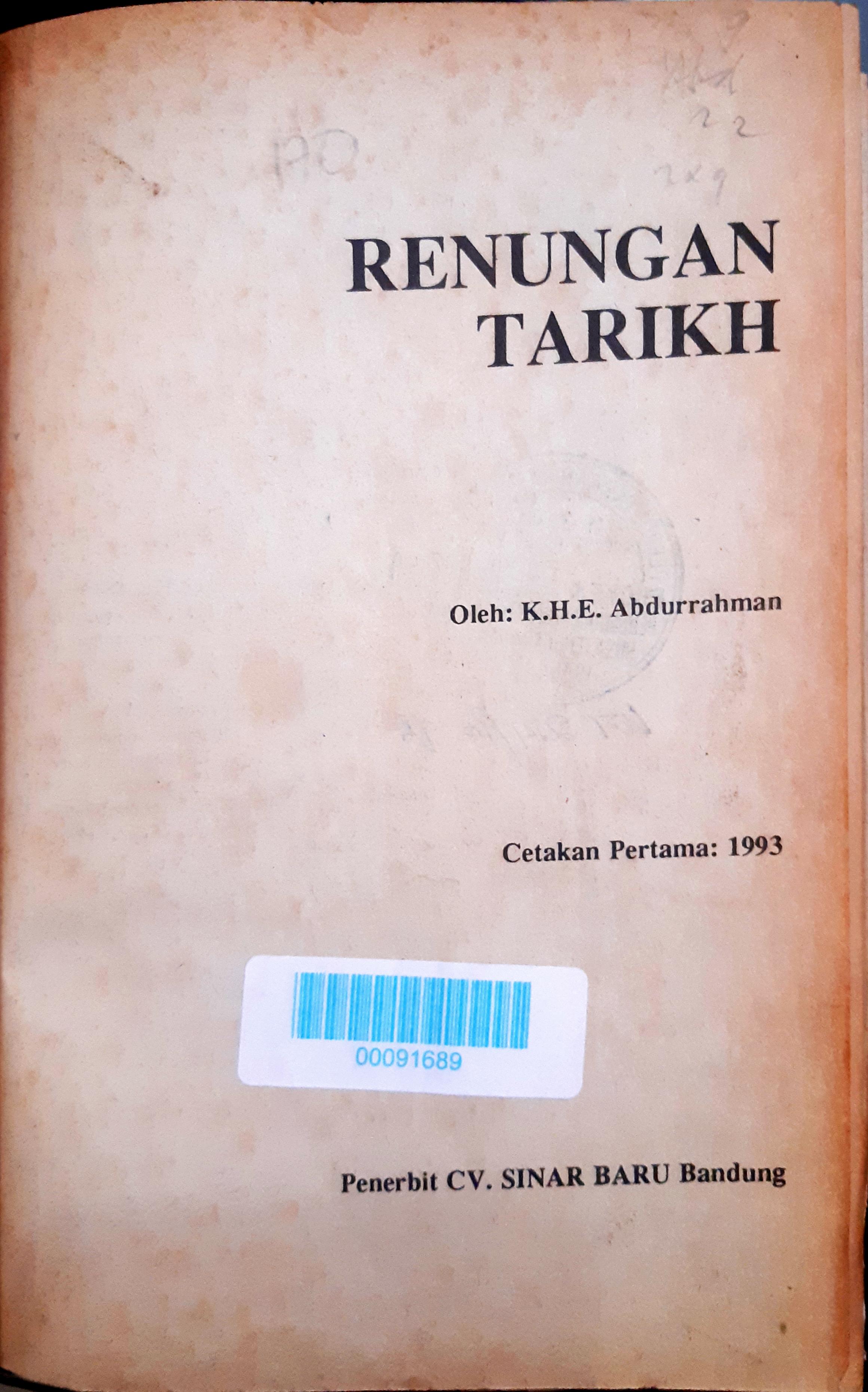 Cover Renungan Tarikh / K.H.E. Abdurrahman