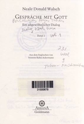 Cover Gesprache mit gott :  Ein ungewohnlicher dialog / Neale Donald Walsh