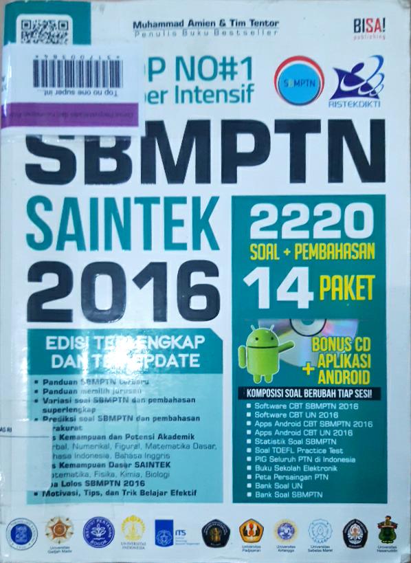 Cover Top no one super intensif SBMPTN saintek 2016 / Muhammad Amien, Tim Tentor