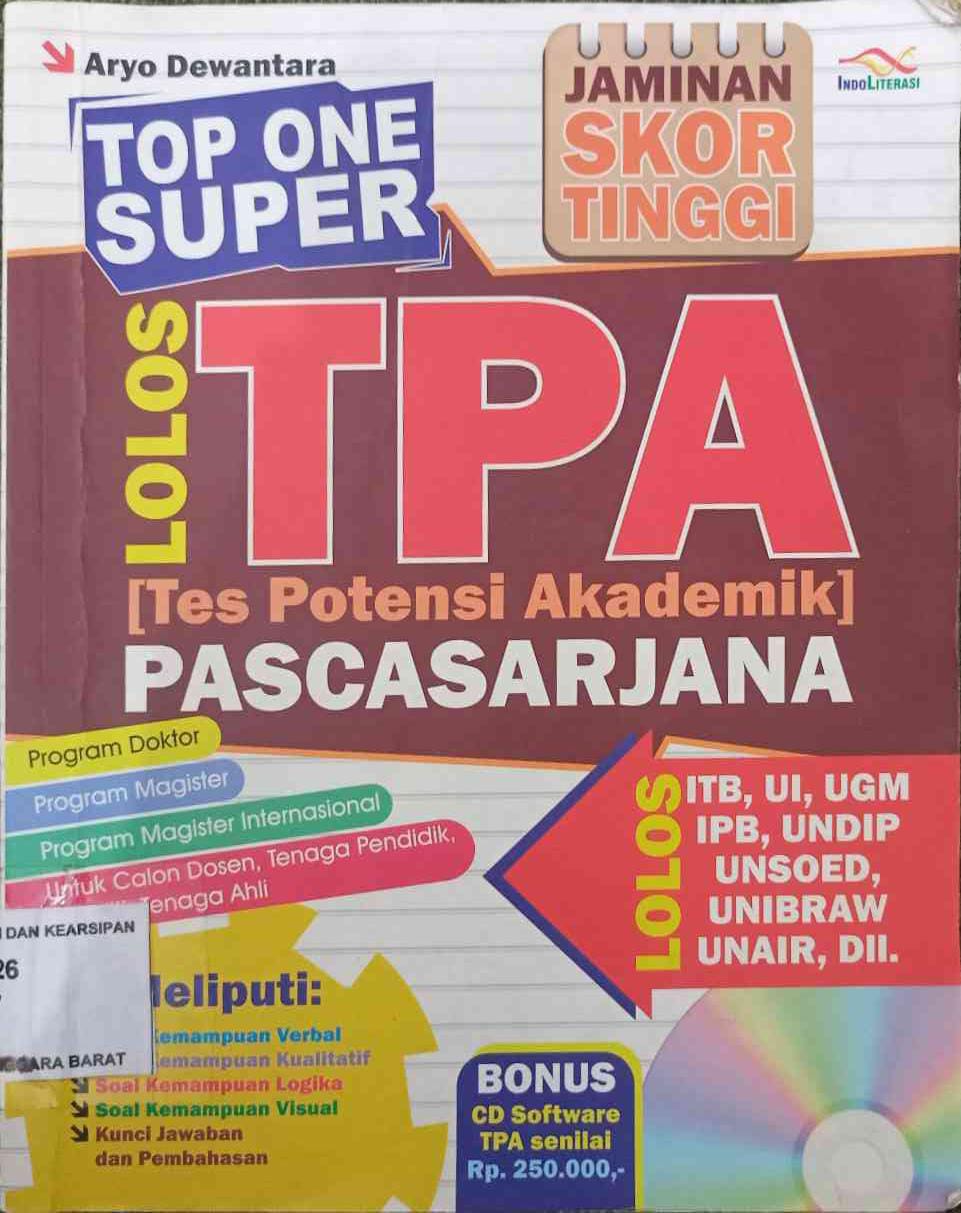 Cover Top One Super :  Lolos TPA (tes Potensi Akademik) Pascasarjana / Aryo Dewantara