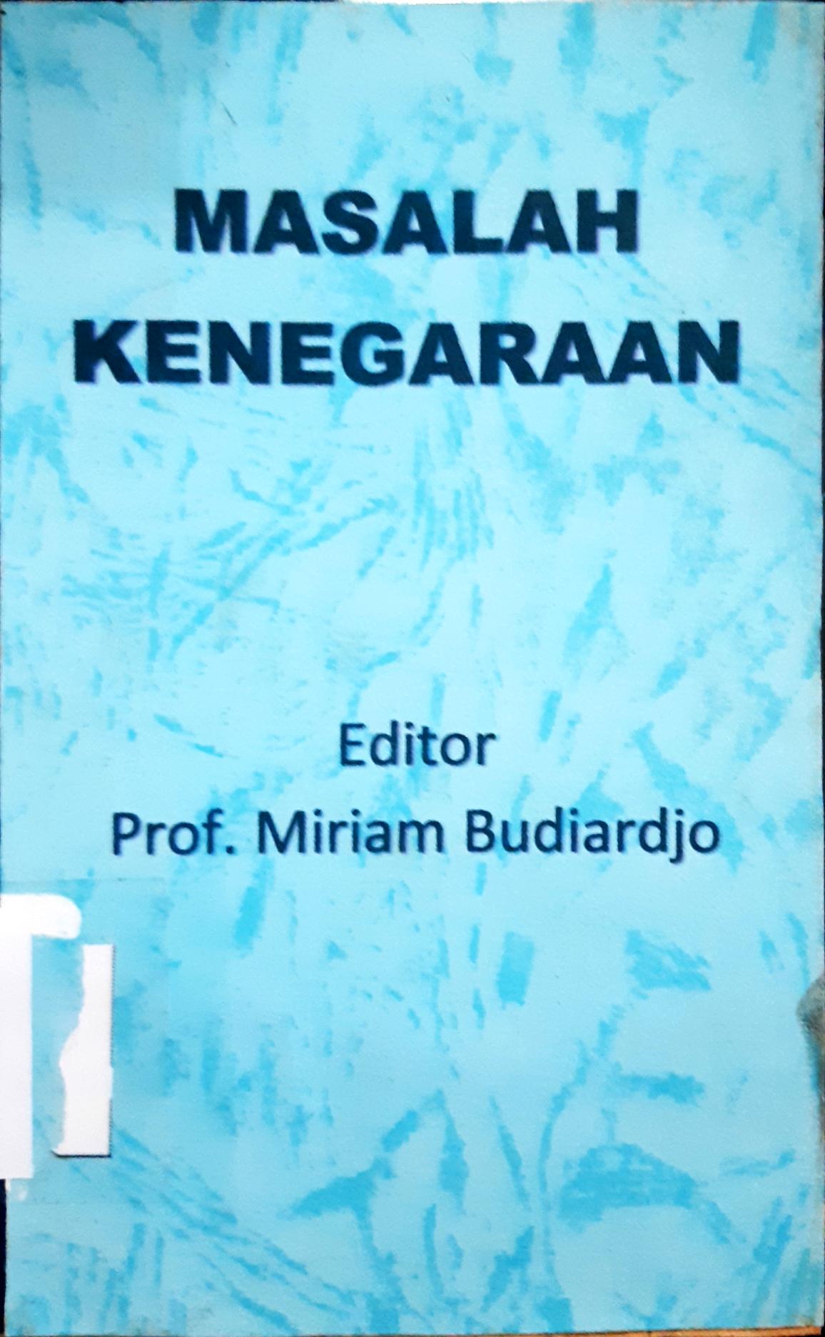 Cover Masalah kenegaraan / editor Prof. Miriam Budiardjo
