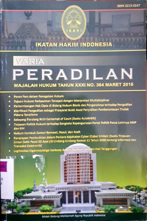 Cover Majalah hukum varia peradilan tahun xxxii no 362-373 bulan Januari - Desember th 2016
