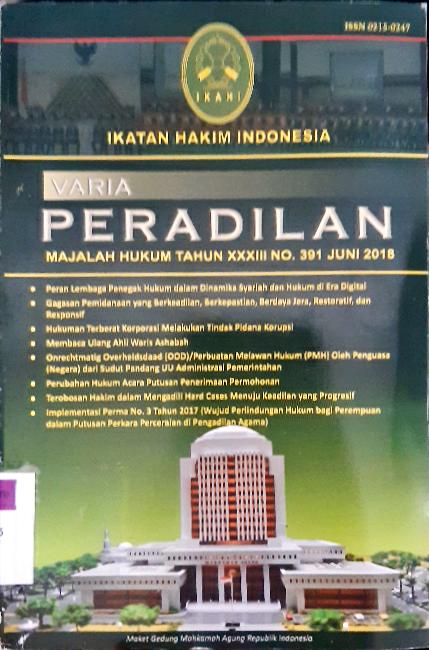 Cover Majalah hukum varia peradilan tahun xxxiii no 386-392 bulan Januari, Feb, Afril, Mei, Juni, Juli 2018