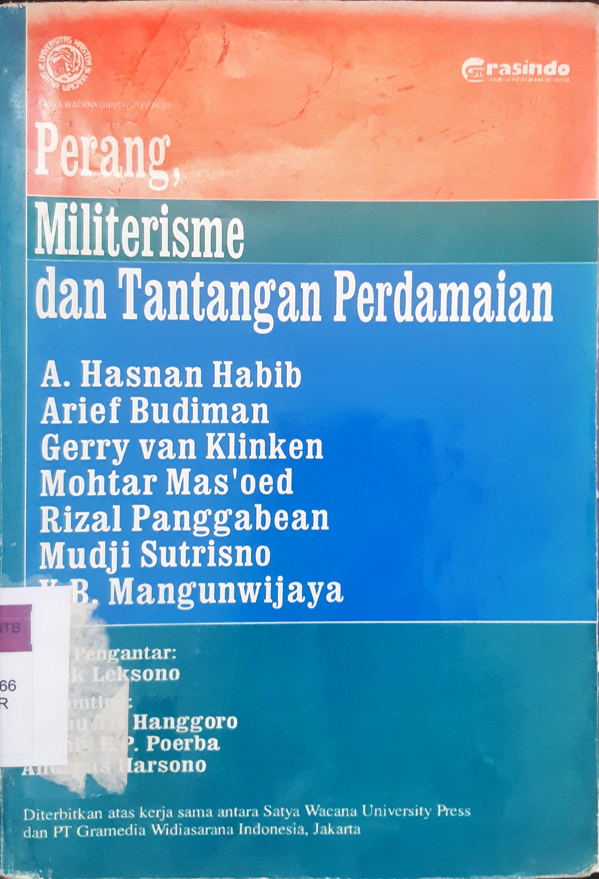Cover Perang, militerisme dan tantangan perdamaian, / A.Hasan Habib...[ et al.]