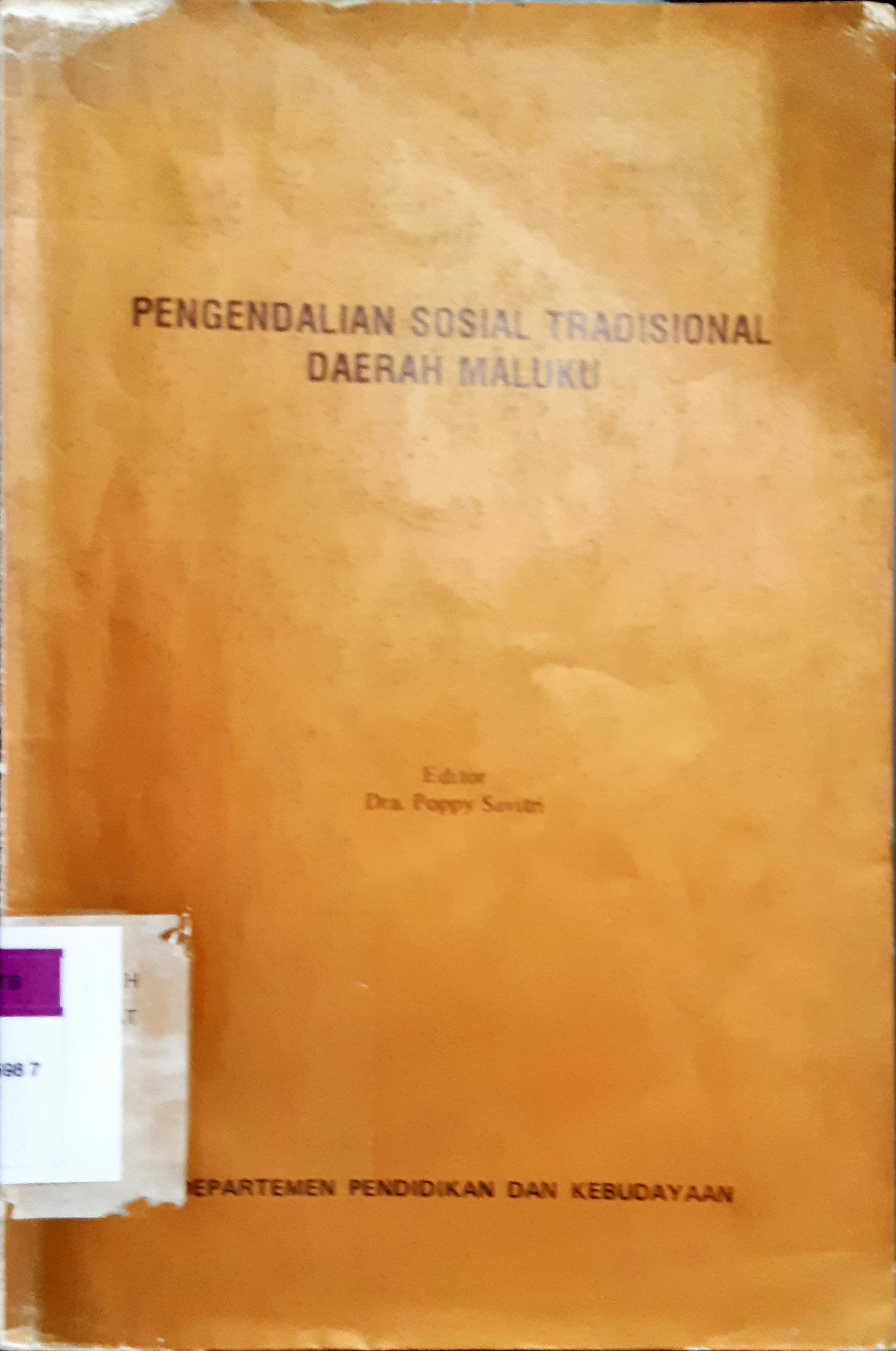 Cover Pengendalian sosial tradisional daerah Maluku / Rosmin Tutupoho, SH. [ et al.]