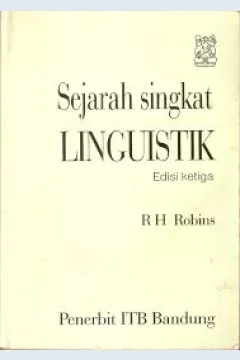 Cover Sejarah singkat linguistik / RH. Robins