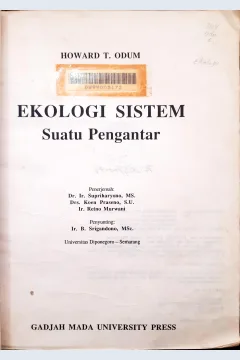 Cover Ekologi sistem :  Suatu pengantar / Howard T Odum; penerjemah Supriharyono