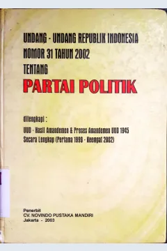 Cover Undang-undang RI nomor 31 tahun 2002 tentang Partai Politik