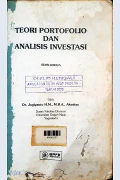 Cover Teori porfolio dan analisis investasi, Dr. Jogiyanto, H.M, M.BA, Akuntan