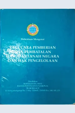 Cover Tata cara pemberian dan pembatalan hal atas tanah negara dan hak pengelolaan