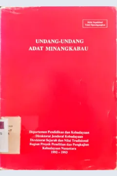 Cover Undang-Undang ada Minangkabau / Dra, Nurana, Sy amsidar, B,A