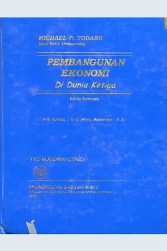 Cover Pembangunan Ekonomi di Dunia Ketiga / Michael P. Todaro
