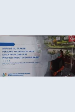 Cover Analisis isu terkini : Perilaku masyarakat pada masa PPKM darurat Provinsi Nusa Tenggara Barat :  Hasil survei perilaku masyarakat pada masa pandemi covid-19 periode 13 - 20 Juli 2021