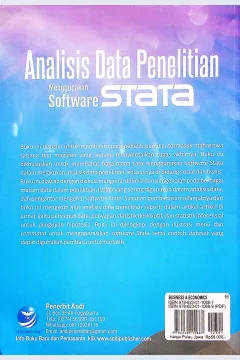 Cover Analisis data penelitian :  Menggunakan software stata / Mahfud sholihin, Puspita Ghaniy Anggraini; editor, Th. Ari Prabawati