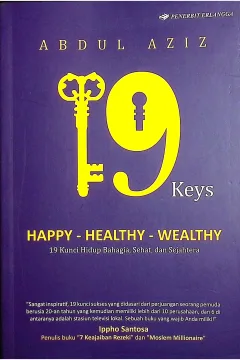 Cover 19 keys happy - healthy - wealthy :  hidup bahagia, sehat, dan sejahtera / Abdul Aziz; penyunting, Khairunnas; editor, Andriansyah Syihabuddin, Adhika Prasetya Kusharsanto