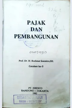 Cover Pajak dan pembangunan / Prof. Dr. H. Sumitro SH