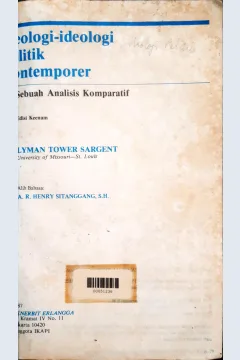 Cover Ideologi-ideologi politik kontemporer, sebuah analisis komperatif. / Lyman tower sargent; penerjemah, A.R. Henry Sitanggang