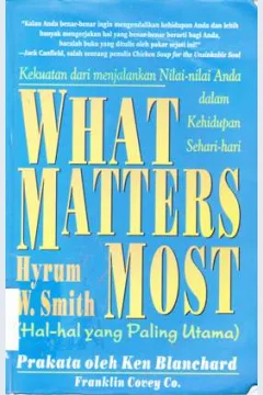 Cover What matters most ( Hal-hal yang paling utama) :  Kekuatan dari menjalakan nilai-nilai anda dalam kehidupan sehari-hari / Hyrum W. Smith; Alih bahasa, Drs. Arvin Saputra; Editor, Dr. Lyndon Saputra