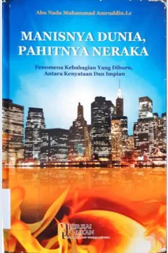 Cover Manisnya dunia,pahitnya neraka, fenomena kebahagiaan yg di buru,antara kenyataan dan impian / Abu Nada Muhammad Amruddin, Lc