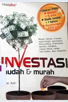 Cover Investasi Mudah dan Murah / Natar Adri; editor, Anisa