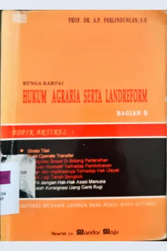 Cover Bunga Rampai Hukum Agraria Serta Landreform :  Bagian II / A.P Parlindungan