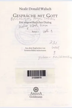 Cover Gesprache mit gott :  Ein ungewohnlicher dialog / Neale Donald Walsh