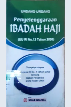 Cover Undang-undang penyelenggaraan ibadah haji (UU RI No.13 Tahun 2008)