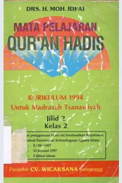 Cover Mata Pelajaran Qur'an - Hadis untuk Madrasah Aliyah kls 2, Kurikulum 1999 (GBP 1994 yang disempurnakan), H.MR.Abdul Aiziz